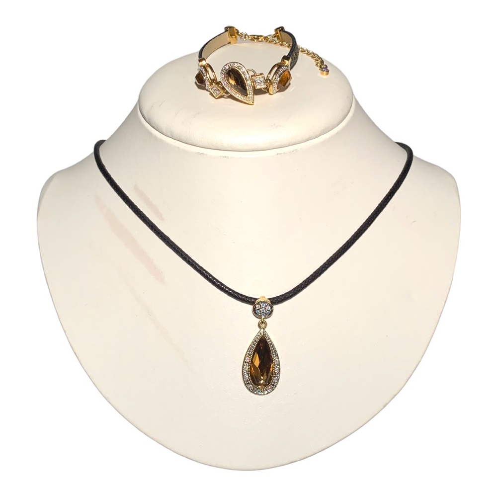 VTG Butler Fifth Avenue Collection Smoky Quartz Rhinestone Necklace & Bracelet